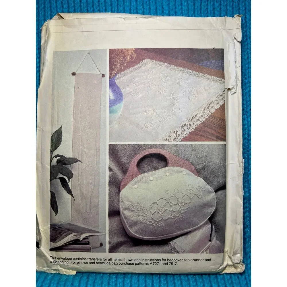 McCalls 8312 Sewing pattern embroidery transfers beadcover table runner